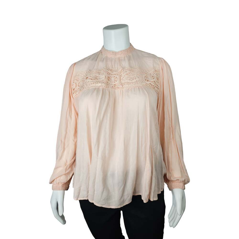 Cato Women's Peach Long Sleeve Lace Trim Blouse 18/20W